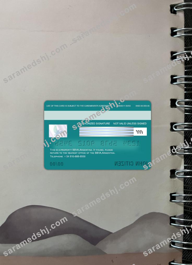 Argentina BBVA bank visa debit card photolook back